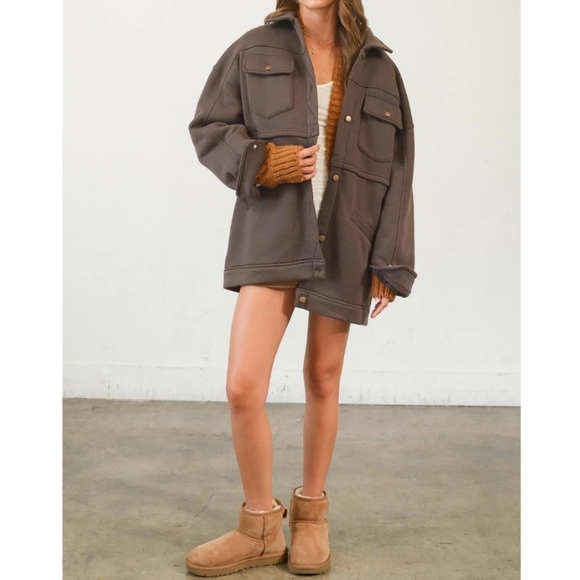 #411 SALE 🛑0420 S,M,L Trendy Washed Fleece French Terry Jacket - Picture 4 of 5